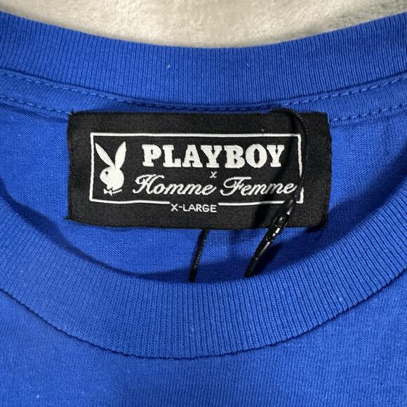 NWT Homme Femme x Playboy Bunny Collab Blue T Shirt Streetwear Men’s Size XL - Picture 3 of 7